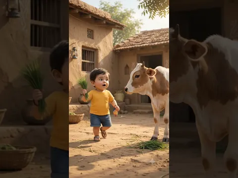 gaumata ne ghas khaya ✅#cow #baby #shorts #ytshorts #gaumata #trending #bondedboy