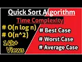 Analysis of Quick Sort Algorithm Time complexity of Quick Sort Algorithm O n 2 O n log n