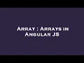 Array Arrays in Angular JS