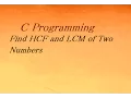 C Program to Find HCF and LCM of Two Numbers