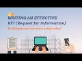 How to Write Issue an Effective RFI Lesson Series Lesson 1