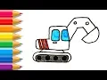 How To Draw Excavator for Kids Excavator Coloring Pages Learn Colors and Drawing for Children