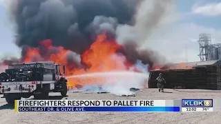 Lubbock Fire Rescue battles ongoing pallet fire in southeast Lubbock