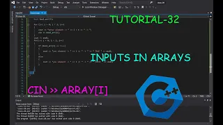 Input and Output in ARRAYS C Tutorial 32 INT CHAR FLOAT BOOL ARRAYS Class 32