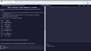 Basic JavaScript Escape Sequences in Strings freeCodeCamp