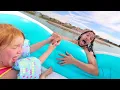 RESCUE MiSSiON We Float a new Boat to Unicorn island across the lake Family Day beach swimming