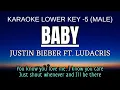 Download Lagu Justin Bieber - Baby ft  Ludacris (Karaoke Lower Key Nada Rendah Pria -5 A#)