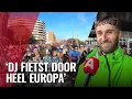 Honderden feestgangers fietsen achter populaire dj aan