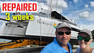 E229 – Rebuilding Our Lightning Struck Catamaran in Just 3 Weeks!