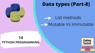 Data Types in Python List Methods Part-8 Python Programming Lecture-14