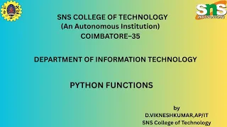 Basics of function Python V-1 SNS Institutions