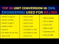 Top 20 Important Unit Conversion for Civil Engineers to know for Billing Learning Civil Technology