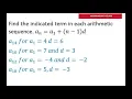 Find The Indicated Term For Each Arithmetic Sequence a - 10 for a