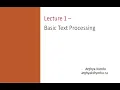 Lecture 1 - Basic Text Processing