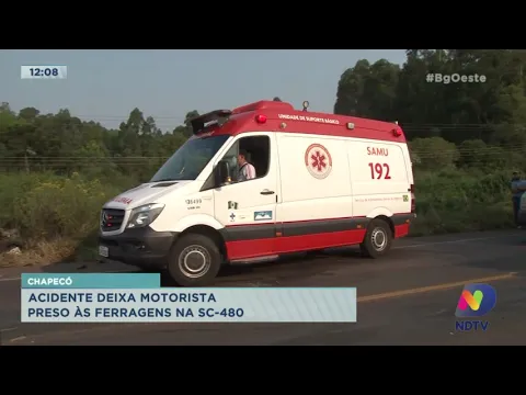 Chapecó: Acidente deixa motorista preso às ferragens na SC-480