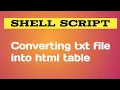 How to convert a txt file to html table in bash shell script