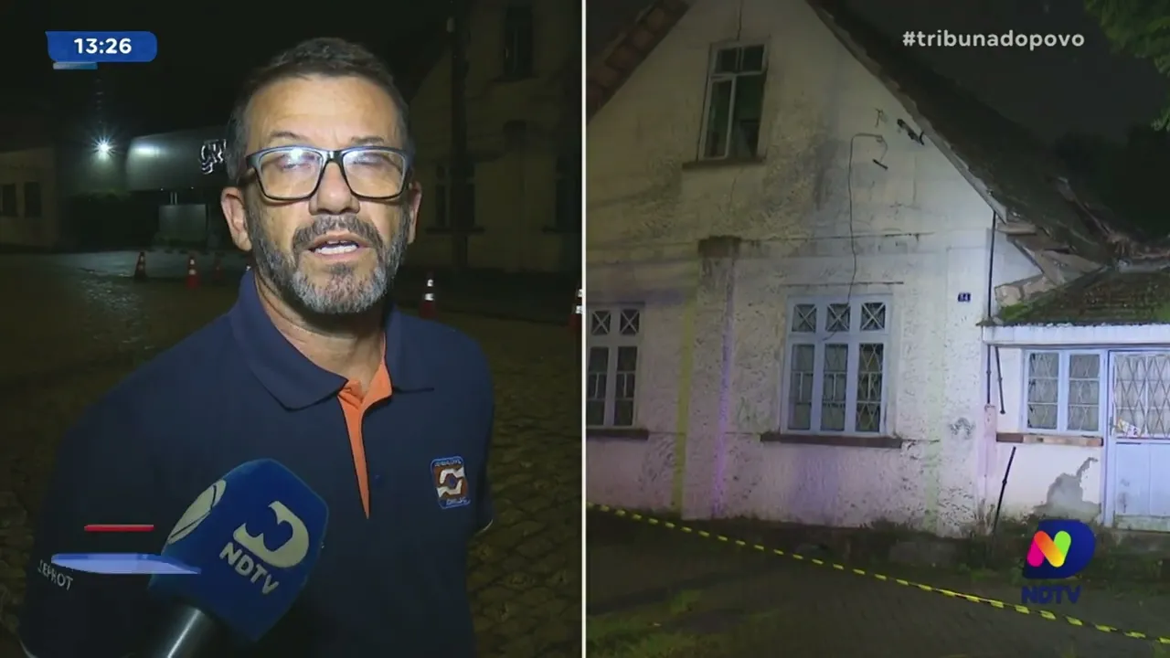 Ocorrência na madrugada: estrondo em casa abandonada mobiliza Bombeiros e Defesa Civil em Joinville