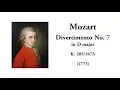 Mozart: Divertimento No. 7 in D major, K. 205/167A (with Score)