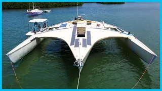 Dirt Cheap 45′ Project Trimaran With an UNBELIEVABLE Story [Full Tour] Learning the Lines