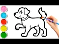 5 Lovely Dogs Drawing Painting Coloring for Kids Hand Drawn