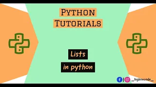 PYTHON Part - 4 Lists in Python