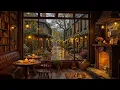 Cozy Coffee Shop \u0026 Rainy Jazz Outside | Vintage Autumn Street \u0026 Smooth Jazz Piano For Relaxing