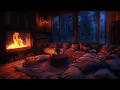 Nighttime Thunderstorm Haven: Inviting Room with Fireplace & Calming Rain Sounds
