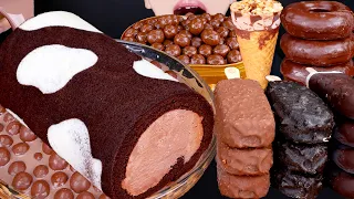 ASMR CHOCOLATE CAKE MALTESERS KITKAT ICE CREAM NUTELLA DESSERT MUKBANG 초콜릿 먹방チョコレート 咀嚼音EATING SOUNDS