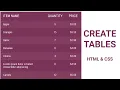 Table In HTML and CSS How To Create Tables Learn HTML and CSS HTML Tutorial CSS Tutorial