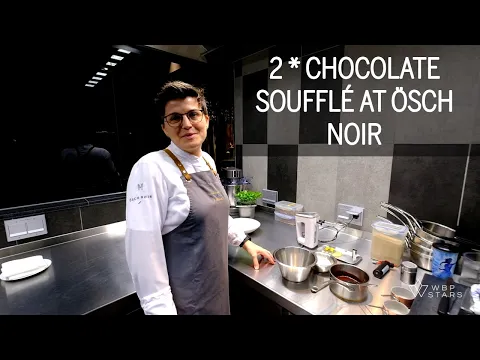 Amazing Two Michelin Star CHOCOLATE SOUFFLÉ with banana and passion fruit at Ösch Noir, Germany