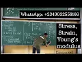 Stress Strain and Young s modulus JAMB and WAEC physics