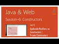 Applicable Modifiers on Constructors Private Constructors Java