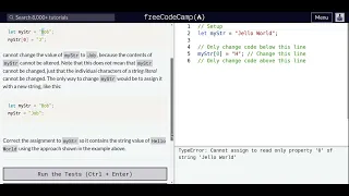 Lesson 34 Basic JavaScript Understand String Immutability