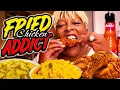 I m a Fried Chicken Ho in a Mukbang Eating Show Fried Chicken Legs Yellow Rice and Squash