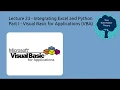 Programming Directly in Excel Using VBA ChEn 263 - Lecture 23 Part I