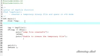 C Programming Language Tutorials for Beginners tmpfile Function with Example