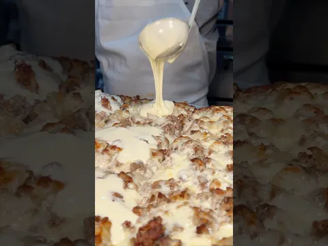 The CHEESESTEAK SICILIAN PIZZA from Krave It in Bayside, Queens NYC is INSANE! 🥩🧀🍕🔥 #DEVOURPOWER