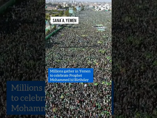 ⁣Millions of people attend a rally in Sana'a, Yemen for the birthday of Prophet Muhammad (s)