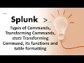 Splunk Session 1 SPLK-1001 Transforming Commands stats Command its functions and table formatting