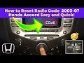 How to Reset Radio Code and Clock for 2003-07 Honda Accord Easy and Quick DIY Fix