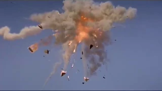 big explosion and fireball in the sky video fx
