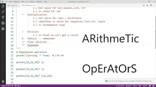 Lecture 10 - Arithmetic operators in python LearningStrome Academy