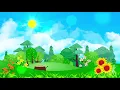 Cartoon summer sun forest background - Cartoon kids