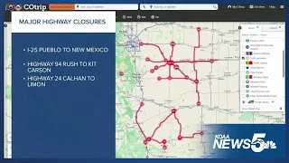 Department of Transportation closes I-25 S from Pueblo to New Mexico