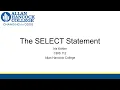 CBIS 112 The SELECT Statement