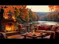 Autumn Cabin Porch by the Lake 🍁 Autumn Breeze & Calming Piano Flow for Sleep & Meditation