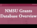 NMSU Grants Library - Database Overview