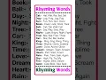 Rhyming Words in English Easy Rhyming Words List for Kids with Examples