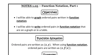 Algebra 2 Notes 1 06 Function Notation Part 1