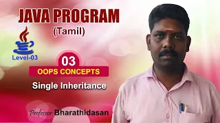 Single Inheritance Java Programming Language OOPS Concepts Professor Bharathidasan